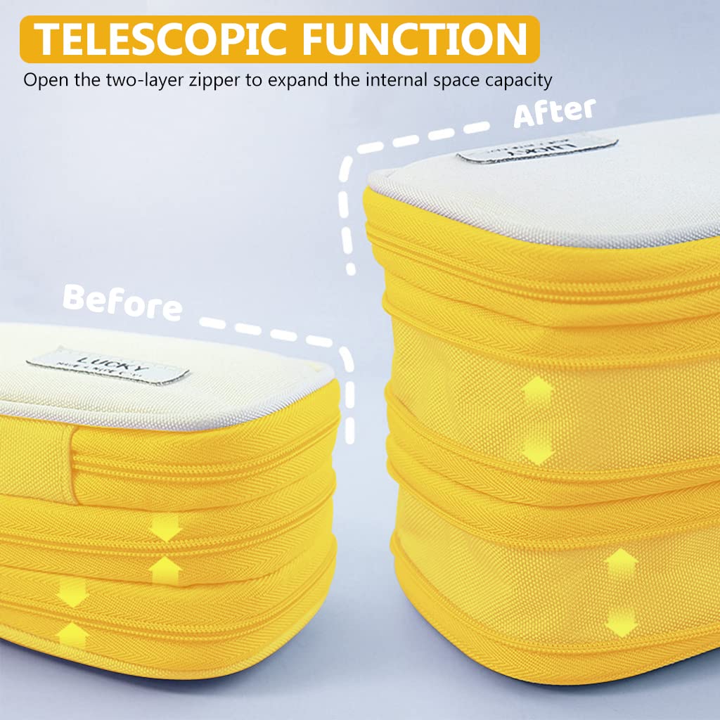 Climberty® Large Capacity Pencil Case, Foldable Design Canvas Pencil Pouch with Zipper Compartments & Handle, 3 Layers of Storage 3 Zippers, Aesthetic Pencil Case for Girls Adults Studen (Yellow) Climberty® Large Capacity Pencil Case, Foldable Design Canvas Pencil Pouch with Zipper Compartments & Handle, 3 Layers of Storage 3 Zippers, Aesthetic Pencil Case for Girls Adults Studen (Yellow)